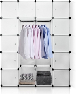 Clanmacy Kleiderschrank Kleiderschrank DIY Regalsystem Steckregal 20 Würfel Weiß