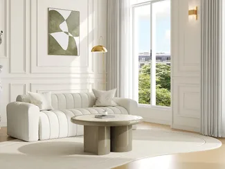 Vente-unique - DIRAMA Couchtisch Marmor SchokoladenbraunBeige - B 90 cm x H 40 cm x L 90 cm