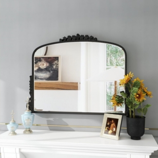 Yorbay Wandspiegel Vintage Design Dekospiegel Barock, mit Holz Rahmen, Groß 89x66 cm, Spiegelfläche mit edlem Facettenschliff, Schwarz