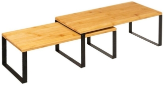 5Five Simply Smart Küchenregal Gigogne Black 2-tlg, stapelbare Regal-Kombi, Bambus, 40 cm, 179698