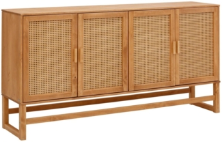 Home affaire Sideboard Linz, Kommode mit Rattangeflecht auf den Türfronten, aus Massivholz