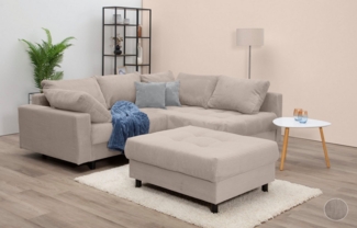 COLLECTION AB Ecksofa Toni L-Form, B: 215 cm, mit Hocker & 2 Zierkissen, Federkern