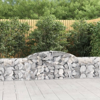 vidaXL Gabione mit Hochbogen 300x30x60/80 cm Verzinktes Eisen 153503