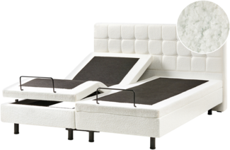 Bett verstellbar Bouclé DUKE 160 x 200 cm Cremeweiß
