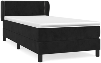 vidaXL Boxspringbett mit Matratze Schwarz 80x200 cm Samt, Härtegrad: H2 [3127399]