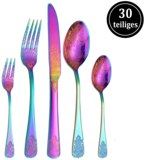 Auledio Besteck-Set 30-teiliges Besteckset, 6 Personen Edelstahl-Besteckset, (30-tlg), 6 Personen, Besteck-set geeignet für Familie, Restaurant und Partys