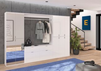 INOSIGN Garderoben-Set Trondheim, Breite 273 cm, 6-teilig, bestehend aus:, (Set, 5-St), 3x Garderobenschrank, 1 Kommode, 1 Garderobenstange, 1 Ablageboden