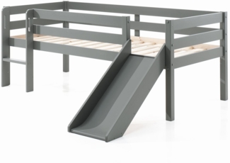 Kojenbett mit Rutsche Karolina 208x175x83 Massivholz Grau