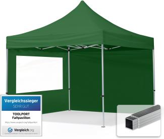 3x3 m Faltpavillon, ECONOMY Alu 32mm, Seitenteile mit Panoramafenster, dunkelgrün