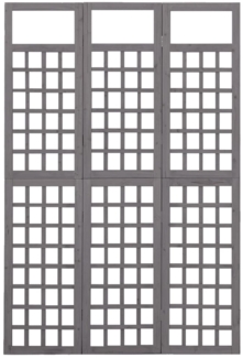 vidaXL Spalier/Paravent 3-teilig Massivholz Tanne Grau 121x180 cm 316486