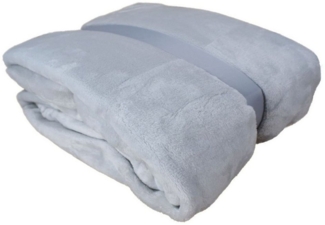 XXL Flanell Kuscheldecke 180 x 220 cm Wohndecke 260g/m² wärmespeichernd hellgrau