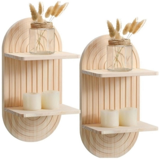 POPOLIC Wandregal Deko-Wandregal Küchenregal Wandmontage Wandregal Schweberegale, 2-tlg, Modern Bücherregal Display, 2 Etagen Holzregale Kaffee-Bar-Regal