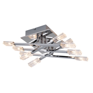 Deckenlampe, Glas, Chrom, Metall, klar, H 28cm