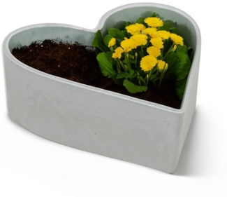 matches21 HOME & HOBBY Blumentopf Herz Pflanzschale für draussen Vintage Dekoschale grau 15 cm (1 St), Wetterfeste Blumen-Schale als Garten-Deko oder Friedhof Grab-Schmuck