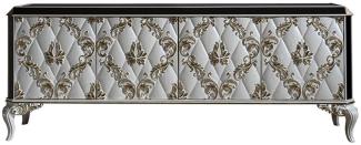 Casa Padrino Luxus Barock Sideboard Weiß / Gold / Schwarz - Prunkvoller Massivholz Schrank mit 4 Türen - Barock Möbel