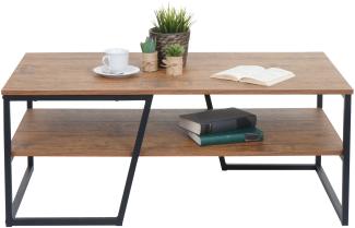 Couchtisch HWC-A27, Wohnzimmertisch Beistelltisch Sofatisch, Ablage Metall 3D-Struktur 46x110x60cm, Wildeiche-Optik