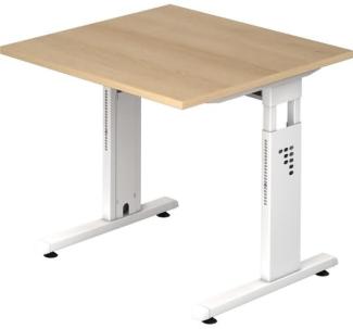 Schreibtisch OS08 C-Fuß 80x80cm Eiche Gestellfarbe: Weiß