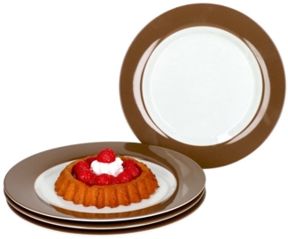 Nougat Doppio 4er Set Kuchenteller 4 Personen Ø 21 cm brauner Rand Dessertteller, Frühstücksteller Porzellan Ritzenhoff