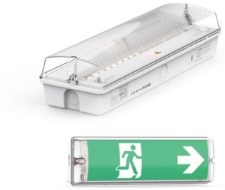 ENOVALITE LED Arbeitsleuchte LED-Fluchtwegleuchte, Notausgang mit Notstrom, TEST-Funktion, IP65, LED fest integriert, Tageslichtweiß, Fluchtwegleuchte, Notleuchte, Fluchtweg, Notbeleuchtung, Notfallakku