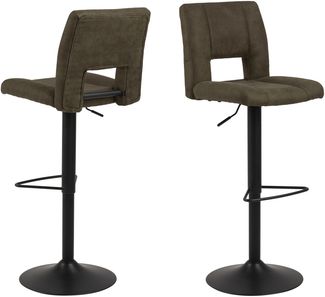 Barhocker >Sylvia< (2er-Set) in olivgrün, Polyester, Stahl - 41,5x115x52 (BxHxT)
