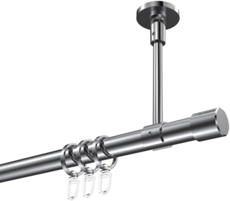 Gardinenstangen-Set Sonette Santo 260 cm (geteilt in 2x130 cm), 1-läufig, 20 mm Ø Chrom