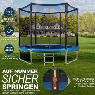 GUNJI Gartentrampolin 183/228/305 cm Garten-Kindertrampolin, max. Belastbarkeit 150KG, (183// 228/305/366/427 cm, Outdoor-Gartentrampolin mit Sicherheitsnetz, doppelter Schutz mit Schutzmatte)