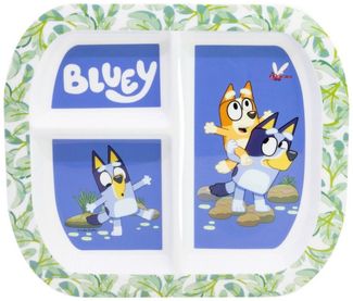Storline Frühstücksteller Bluey rechteckig Teller mit 3 Fächern, Mikrowellengeeignet