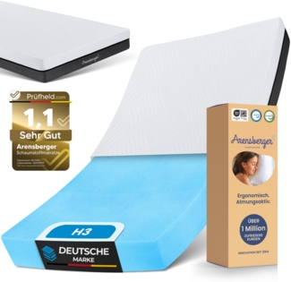 ARENSBERGER SARA Gelschaum Matratze 140x200 cm – 16 cm NANOCELL® Gel-Schaum – H3 Härtegrad – Atmungsaktiv – Abnehmbarer Bezug 240g/m²