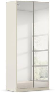 Rauch Möbel Alabama, Kleiderschrank für Schlafzimmer, Kinderzimmer, Wohnzimmer, Garderobe, Flur, 2-türig, Spiegel, mit Zubehör Classic, Farbe Beige, Breite 91 cm