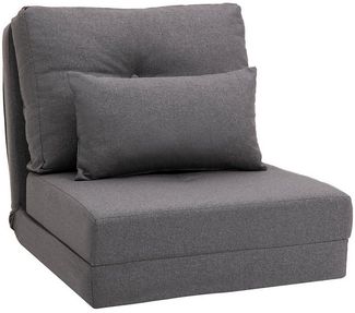 HOMCOM Schlafsofa mit verstellbarer Rückenlehne, Zierkissen, Bodensofa 1 Teile, für Wohnzimmer, Schlafzimmer, Leinen, Dunkelgrau