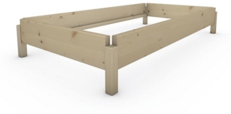 TUGA-Holztech Massivholzbett Stapelbett 70x140 cm 24 cm Fichte Holzbett Gästebett Vollholzbett, Breite 70 80 90 100 120 Länge 140 160 190 200 210 220 H=24/34/44 cm