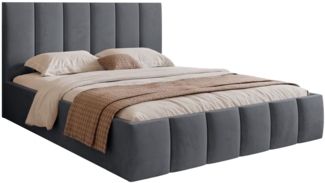 Selsey 'Sarafino' Polsterbett mit Bettkasten und Lattenrost, dunkelgrau, 180x200 cm