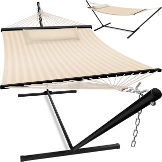 KESSER® Hängematte HILL mit Gestell Kissen Doppelhängematte für 2 Personen-Stabiler Rahmen -200kg Belastbarkeit Indoor & Outdoor XXL Hängesessel Doppel Mehrpersonen Garten Pool Balkon Terrasse Beige