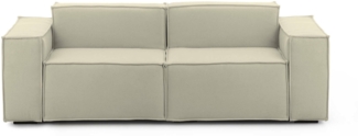 Dmora 2-Sitzer festes Sofa Lepidolite, modulares lineares Sofa, modernes Wohnzimmersofa aus Stoff, 100 % Made in Italy, cm 220x95h70, Beige