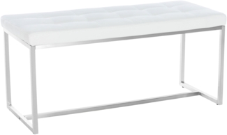 Sitzbank PUEBLA - Kunstleder Weiß 100 x 40 x 48 cm | Sitzbank Flur Sitzhocker Esszimmerbank Polsterbank Schlafzimmerbank