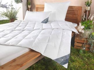 Haeussling Daunenbettdecke GRÖNLAND Made in Green, Füllung: neue, weiße 90% Daunen/10% Federn, Kl. 1, Bezug: 100% Baumwolle, nachhaltiges, hochwertiges Daunenprodukt" Made in Green" zertifiziert