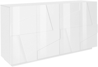 Dmora Kommode Augusto, 4-türiges Küchen-Sideboard, Wohnzimmer-Buffet, 100 % Made in Italy, 162 x 44 x 86 cm, glänzendes Weiß,