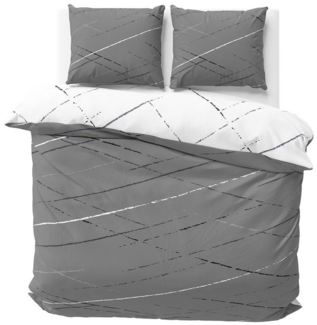 Visaggio Bettwäsche Hochwertige Polycotton Bettbezug in 6 Größen, Renforcé, 3 teilig, schlichtes Streifen Design mit Wendeseite, Beige, Grau und Grün