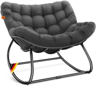 KESSER® Schaukelstuhl für drinnen & draußen ergonomischer Schaukelsessel | maximale Belastung von 120kg Relaxsessel mit Rutschfesten Füßen, Witterungsbeständig | Ideal für Balkon, Garten & Wohnzimmer Anthrazit, XXL Chillexer