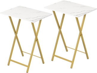 Beistelltisch Klappbar 2er Set Marmor Gold Industriestil Snack TV Tray