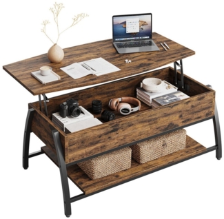 Bestier Couchtisch Höhenverstellbarer Kaffeetisch mit Verstecktem Stauraum und Ablage