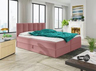 Boxspringbett Star mit Topper, Bonell-Matratze und 2 Bettkästen, Doppelbett, Polsterbett, Bett (Pink (Kronos 29), 140 x 200 cm)