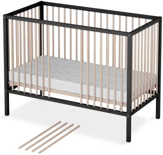 Sämann Babybett Sleepy 60x120 cm mit Matratze BASIC delight, schwarz/natur