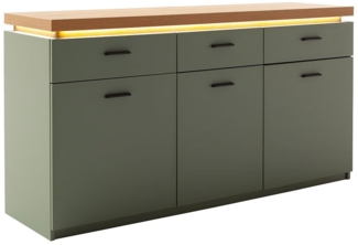Sideboard Marlena / Moniz , Holzwerkstoff , Grün, Holzfarben , 156 x 83 x 44 cm