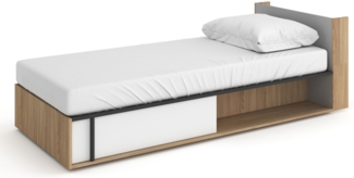 Polsterliege Imola Einzelbett 90x200cm weiß graphit grau Salisbury Eiche