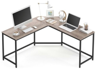 Vasagle Eckschreibtisch, L-förmiger Computertisch, Bürotisch, Arbeitszimmer, Homeoffice, Gaming, platzsparend, einfache Montage, Industrie-Design, greige-schwarz von Songmics, 75 x 149 x 149 cm