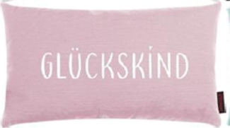 Dekokissen Sofakissen Wendekissen rosa weiß Glückskind 30x50 cm