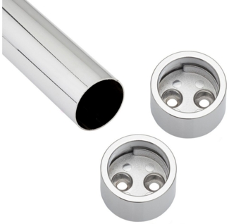 SO-TECH® Garderobenstange Garderobenstangen Kleiderstangen Chrom poliert Ø 25 mm, (Komplettset, 1 St), Länge 600 mm, inkl. 1 Paar zylindrischen Schrankstangenlager