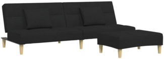 vidaXL Schlafsofa 2-Sitzer mit Fußhocker Schwarz Stoff 3258105