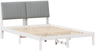 vidaXL Bettrahmen Hellgrau 140 x 190 cm Massives Kiefernholz 878898
